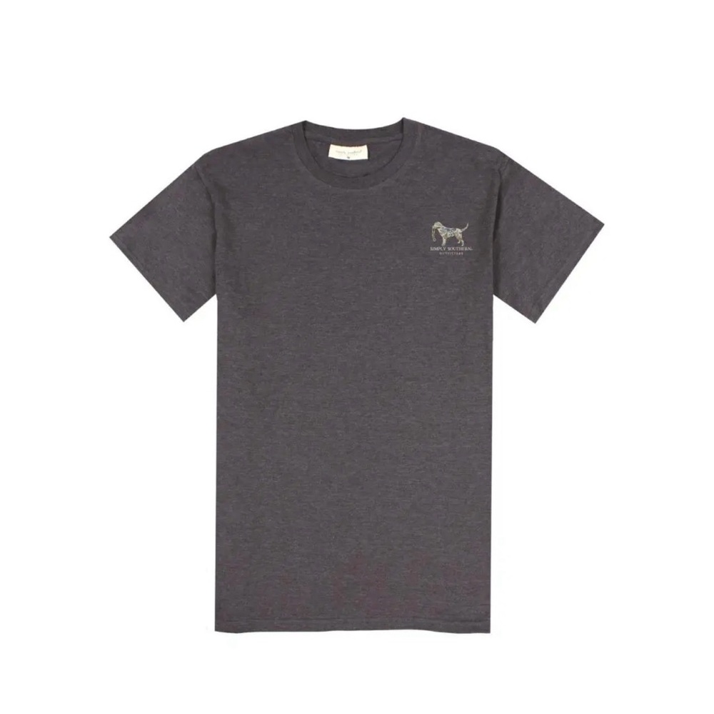 Simply Southern Charcoal Tee with Camo Dog Graphic- NWT - Picture 2 of 5